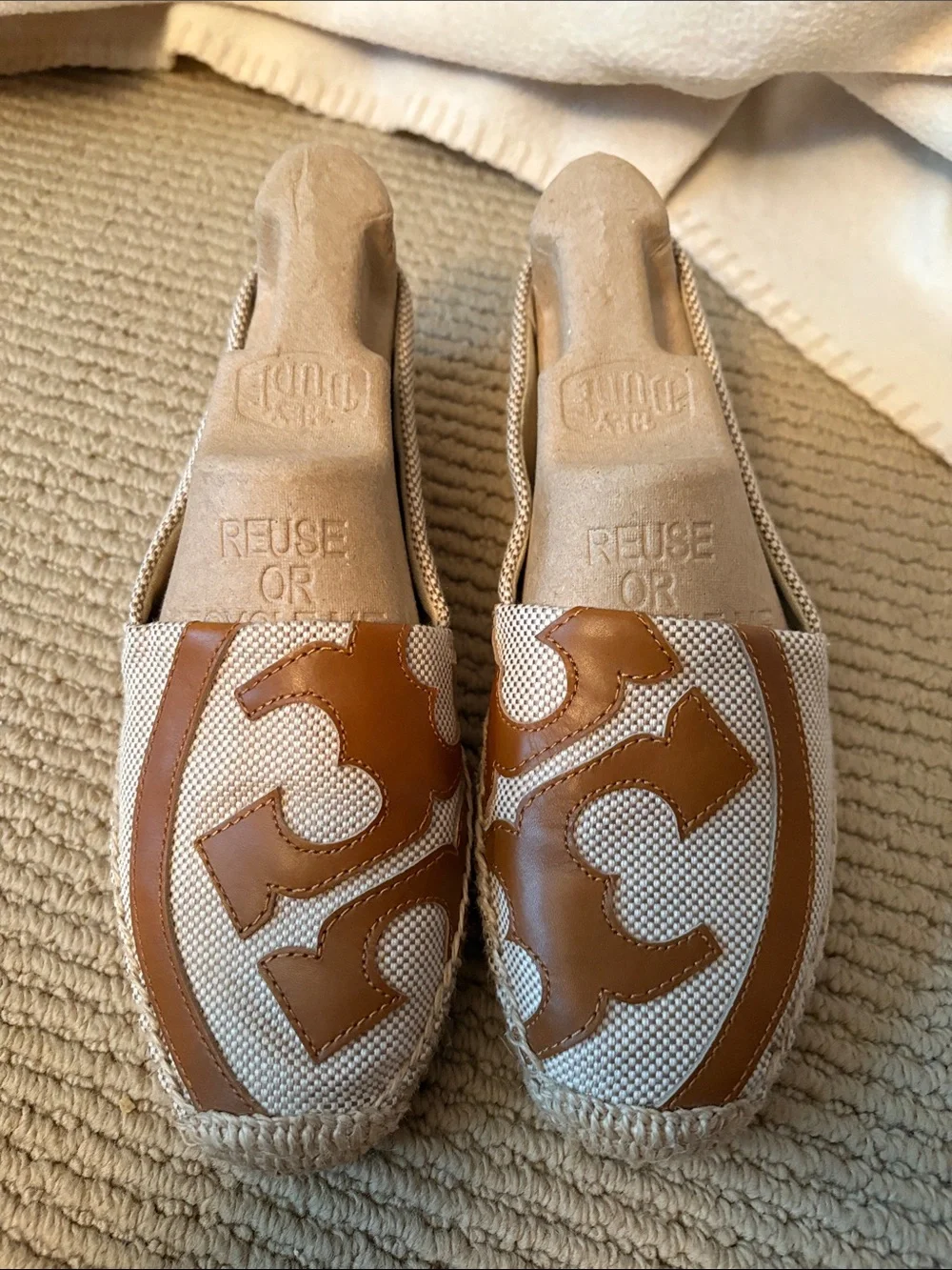 Tory Burch Espadrille with Tan Leather Logo